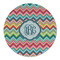 Retro Chevron Monogram Round Linen Placemats - FRONT (Double Sided)