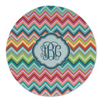 Retro Chevron Monogram Round Linen Placemat