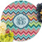 Retro Chevron Monogram Round Linen Placemats - Front (w flowers)