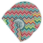 Retro Chevron Monogram Round Linen Placemat - Double Sided