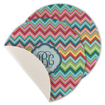 Retro Chevron Monogram Round Linen Placemat - Single Sided - Set of 4