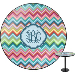 Retro Chevron Monogram Round Table - 30" (Personalized)