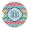 Retro Chevron Monogram Sandstone Car Coaster - Single