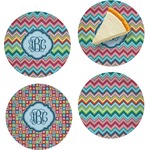 Retro Chevron Monogram Set of 4 Glass Appetizer / Dessert Plate 8" (Personalized)