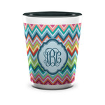 Retro Chevron Monogram Ceramic Shot Glass - 1.5 oz - Two Tone - Set of 4