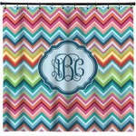 Retro Chevron Monogram Shower Curtain - Custom Size (Personalized)