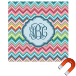 Retro Chevron Monogram Square Car Magnet - 6" (Personalized)