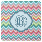 Retro Chevron Monogram Square Rubber Backed Coaster (Personalized)