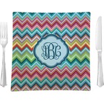 Retro Chevron Monogram Glass Square Lunch / Dinner Plate 9.5" (Personalized)