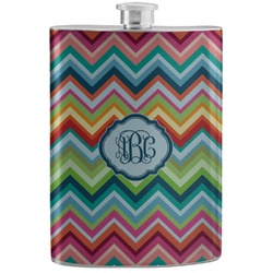 Retro Chevron Monogram Stainless Steel Flask (Personalized)