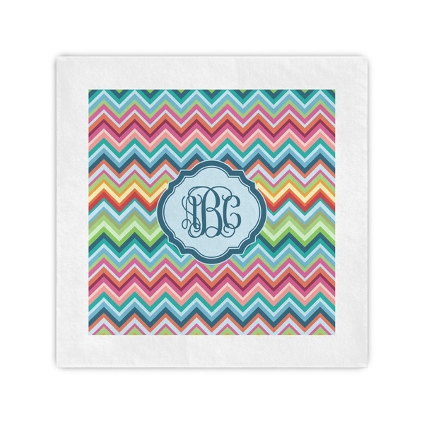 Custom Retro Chevron Monogram Standard Cocktail Napkins