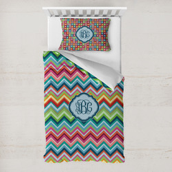 Retro Chevron Monogram Toddler Bedding Set - With Pillowcase