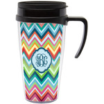 Retro Chevron Monogram Acrylic Travel Mug with Handle (Personalized)