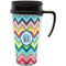 Retro Chevron Monogram Travel Mug with Black Handle - Front