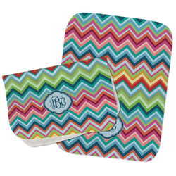 Retro Chevron Monogram Burp Cloths - Fleece - Set of 2