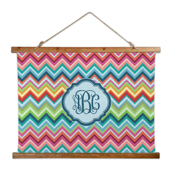 Custom Retro Chevron Monogram Wall Hanging Tapestry - Wide