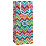 Retro Chevron Monogram Wine Gift Bags - Matte