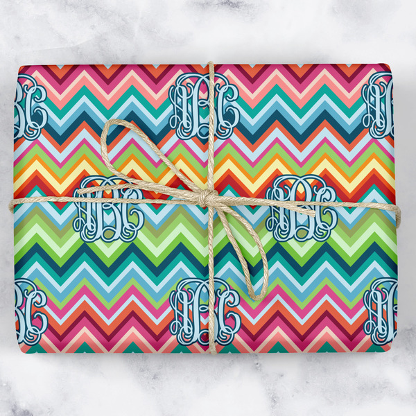 Custom Retro Chevron Monogram Wrapping Paper