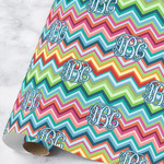 Retro Chevron Monogram Wrapping Paper Roll - Large