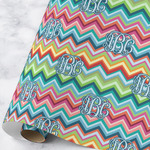 Retro Chevron Monogram Wrapping Paper Roll - Large - Matte