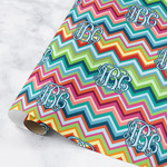 Retro Chevron Monogram Wrapping Paper Roll - Small