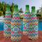 Retro Chevron Monogram Zipper Bottle Cooler - Set of 4 - LIFESTYLE