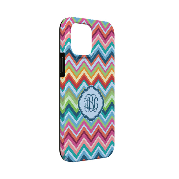 Custom Retro Chevron Monogram iPhone Case - Rubber Lined - iPhone 13 Mini