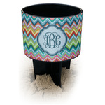 Retro Chevron Monogram Black Beach Spiker Drink Holder (Personalized)