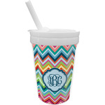 Retro Chevron Monogram Sippy Cup with Straw (Personalized)