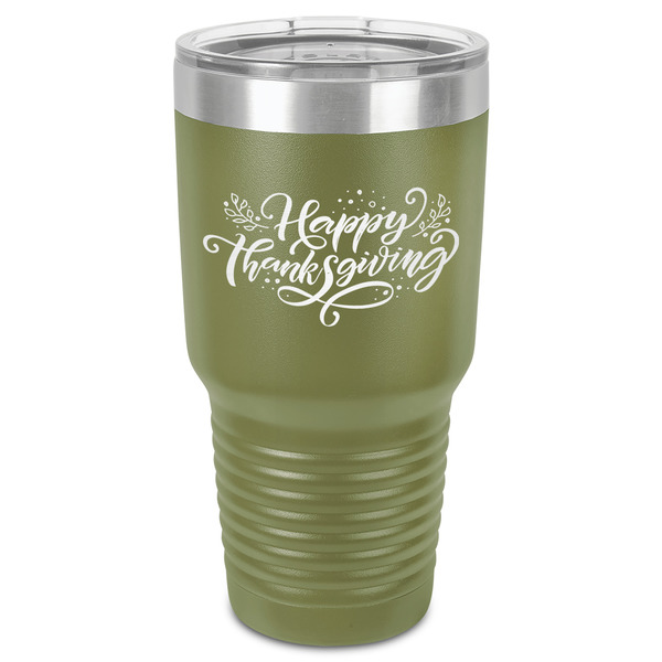 Custom Thanksgiving 30 oz Stainless Steel Tumbler - Olive - Single-Sided