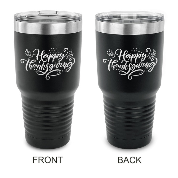 Custom Thanksgiving 30 oz Stainless Steel Tumbler - Black - Double Sided