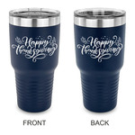 Thanksgiving 30 oz Stainless Steel Tumbler - Navy - Double Sided