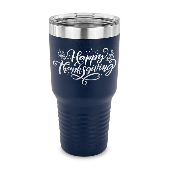 Custom Thanksgiving 30 oz Stainless Steel Tumbler - Navy - Single Sided