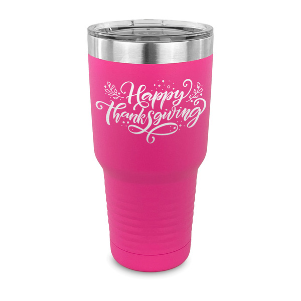 Custom Thanksgiving 30 oz Stainless Steel Tumbler - Pink - Single Sided