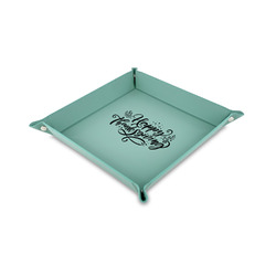 Thanksgiving 6" x 6" Teal Faux Leather Valet Tray