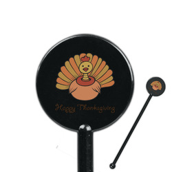 Thanksgiving 5.5" Round Plastic Stir Sticks - Black - Single Sided