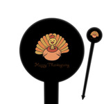 Thanksgiving 6" Round Plastic Food Picks - Black - Double Sided