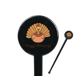 Thanksgiving 7" Round Plastic Stir Sticks - Black - Single Sided