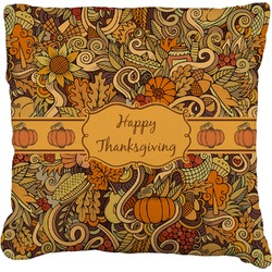 Thanksgiving Faux-Linen Throw Pillow 16" (Personalized)