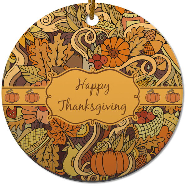 Custom Thanksgiving Round Ceramic Ornament