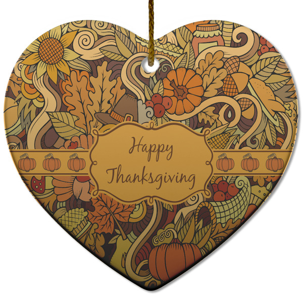 Custom Thanksgiving Heart Ceramic Ornament