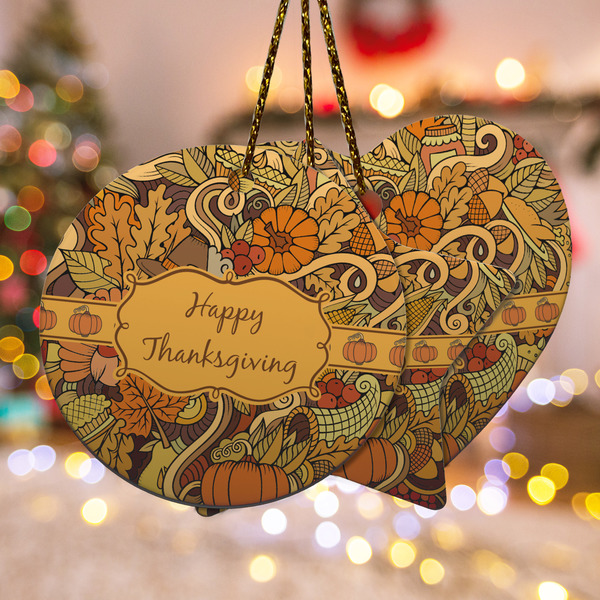 Custom Thanksgiving Ceramic Ornament