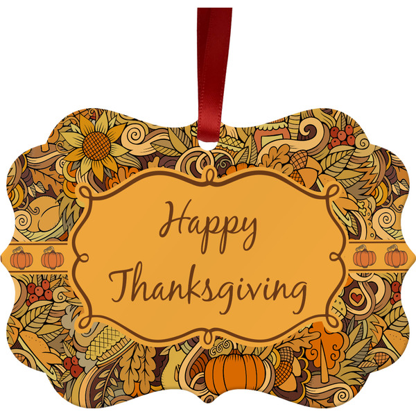 Custom Thanksgiving Metal Frame Ornament - Double Sided