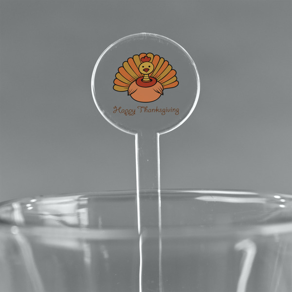 Custom Thanksgiving 7" Round Plastic Stir Sticks - Clear