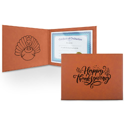 Thanksgiving Leatherette Certificate Holder - Front and Inside
