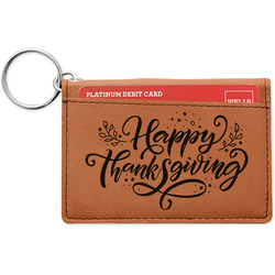 Thanksgiving Leatherette Keychain ID Holder - Double Sided