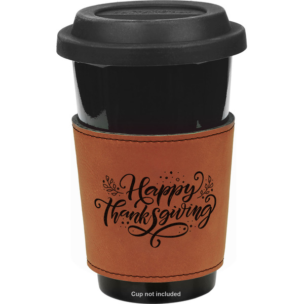 Custom Thanksgiving Leatherette Cup Sleeve - Double Sided