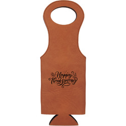 Thanksgiving Leatherette Wine Tote - Double Sided