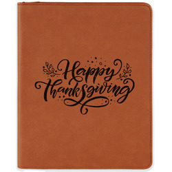 Thanksgiving Leatherette Zipper Portfolio with Notepad - Double Sided