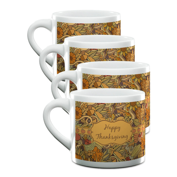 Custom Thanksgiving Double Shot Espresso Cups - Set of 4